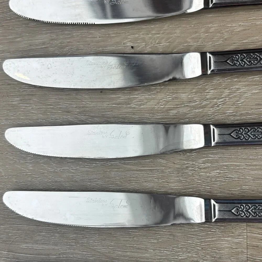 VTG Salem Victoria Scroll Butter Knives Set of 8 Stainless Japan MCM 7
